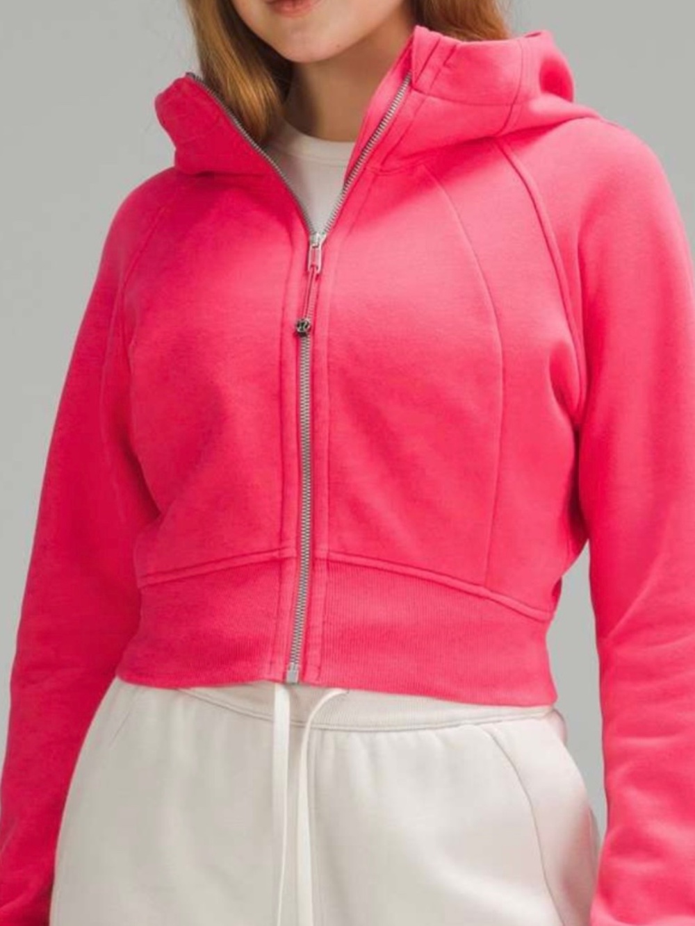 Lululemon Scuba Full-Zip Cropped Hoodie Lip Gloss-size 8